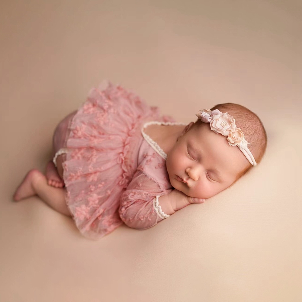 Newborn Baby Girl Romper Floral - Платье-пачка для девочки, розовое, с кружевом