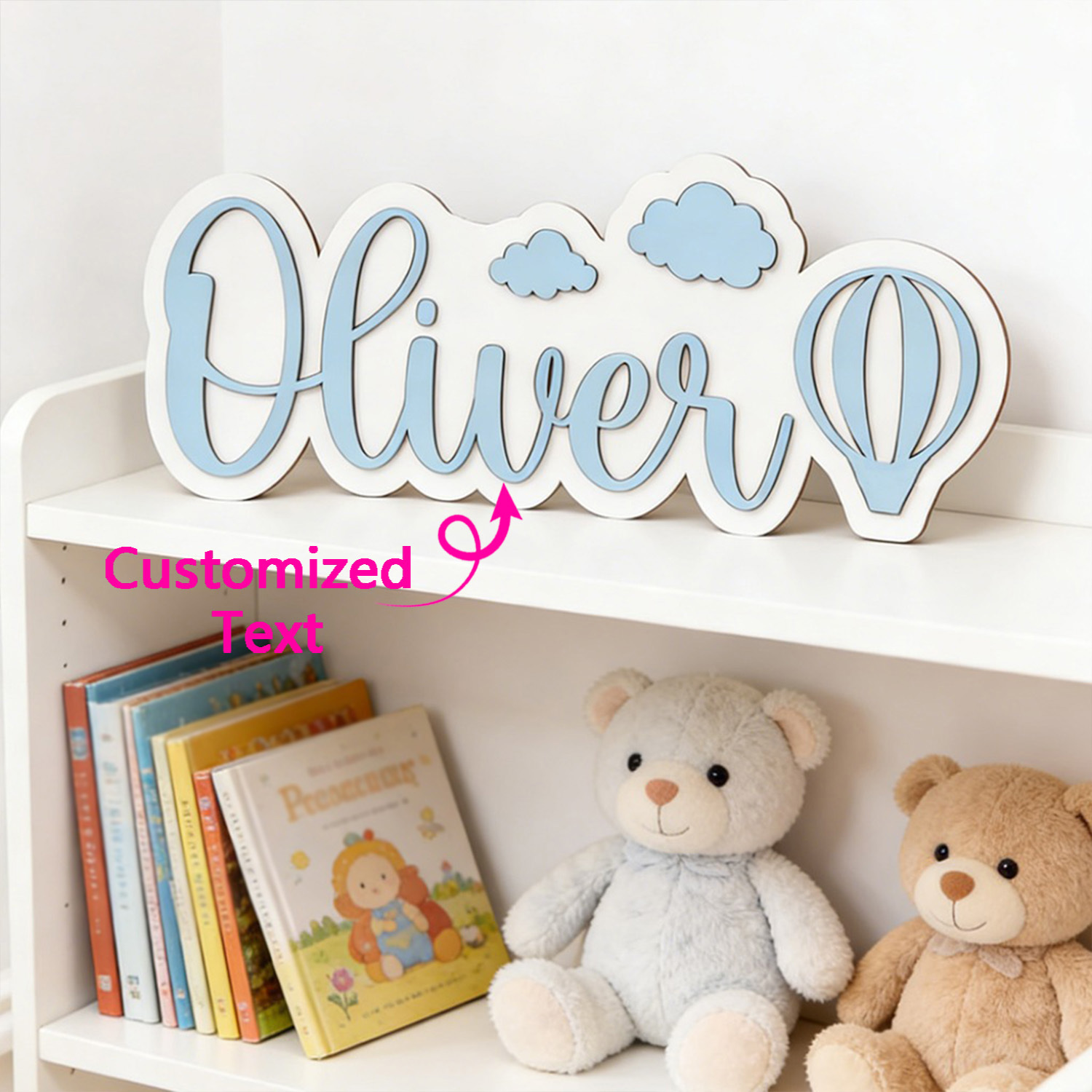 Nursery - Персонализированная табличка для комнаты с воздушным